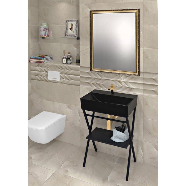 Czarna ceramiczna umywalka 60x42 cm Sistema – Sapho-image-3