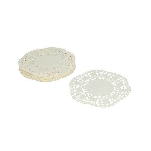 Zestaw 40 białych ozdobnych papierowych serwetek pod tort Metaltex, ø 11 cm-image-1