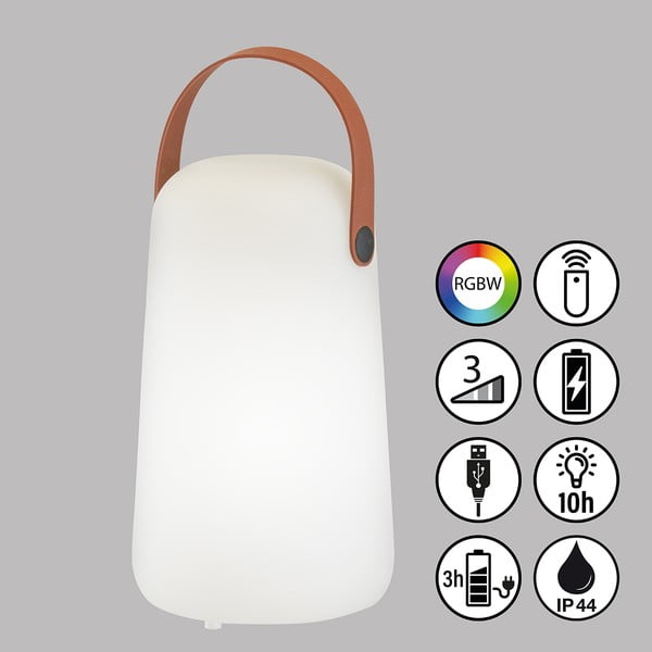 Biało-brązowa lampa stołowa LED (wysokość 21 cm) Collgar – Fischer & Honsel-image-2