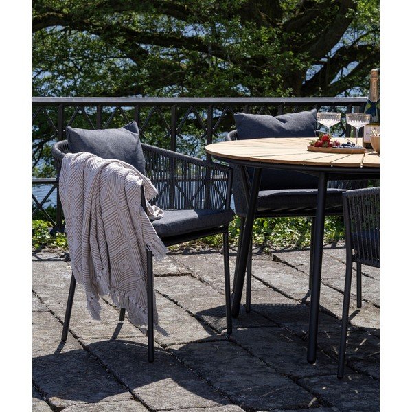 Ciemnoszare metalowe tapicerowane krzesło ogrodowe Salerno – House Nordic-image-1