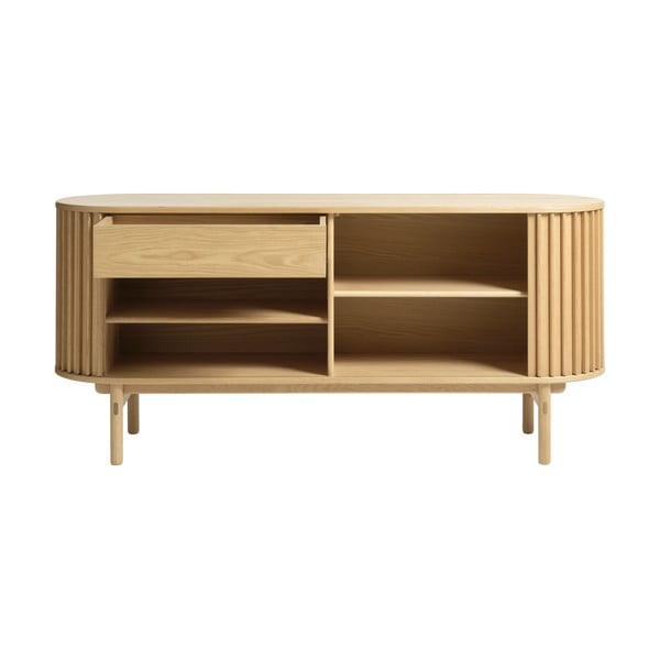 Niska komoda w dekorze dębu 160x73 cm Carno – Unique Furniture-image-4