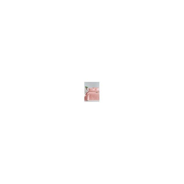 Różowa narzuta z poszewką na poduszkę z bawełny ranforce EnLora Home Fresh, 180x225 cm-image-2
