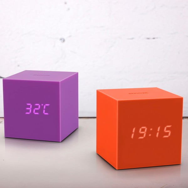 Fioletowy budzik LED Gingko Gravitry Cube-image-1