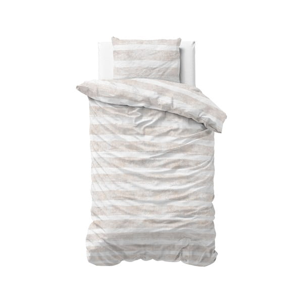 Biało-beżowa pościel jednoosobowa Sleeptime Mari, 140x220 cm