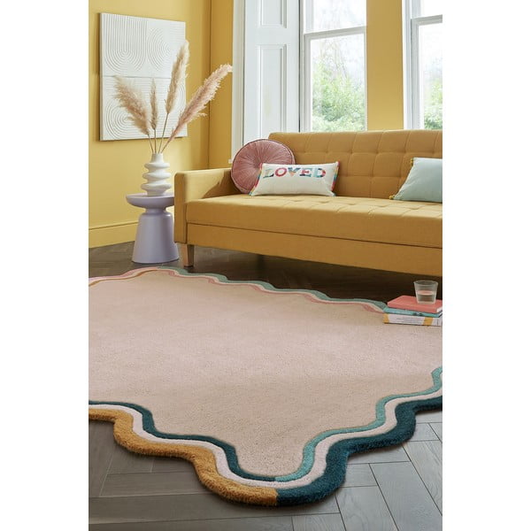 Kremowy wełniany dywan tkany ręcznie 160x230 cm Leo Scallop – Flair Rugs-image-1
