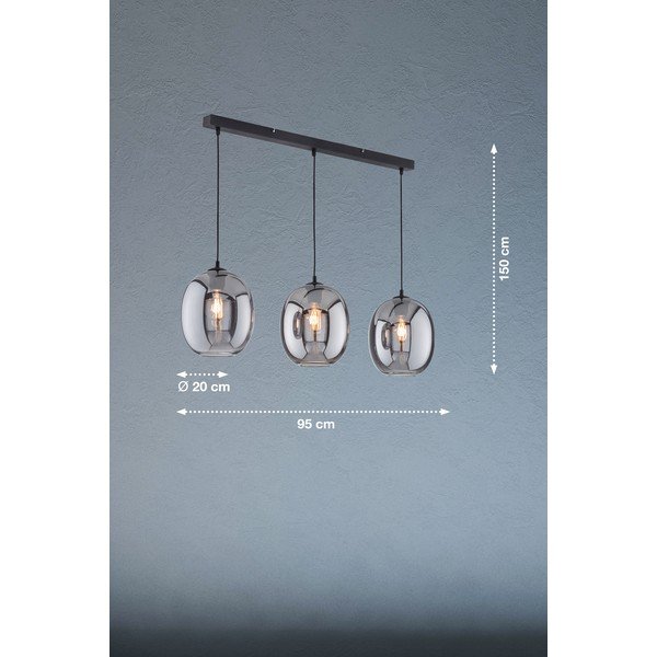 Czarna lampa wisząca ze szklanym kloszem Nayla – Fischer & Honsel-image-2