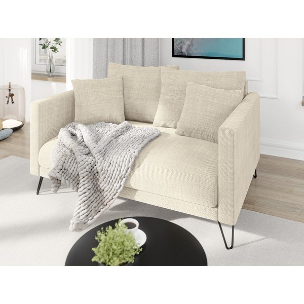 Kremowa sofa  z tkaniny szenilowej 140 cm Freya – Ropez-image-3