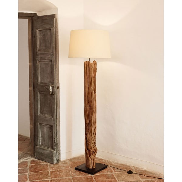 Biało-brązowa lampa stojąca z tekstylnym kloszem (wysokość 175 cm) Powell – Kave Home-image-1
