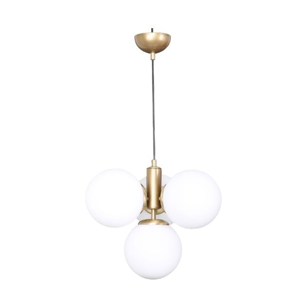 Lampa wisząca w biało-złotym kolorze ze szklanym kloszem ø 15 cm Hector – Squid Lighting