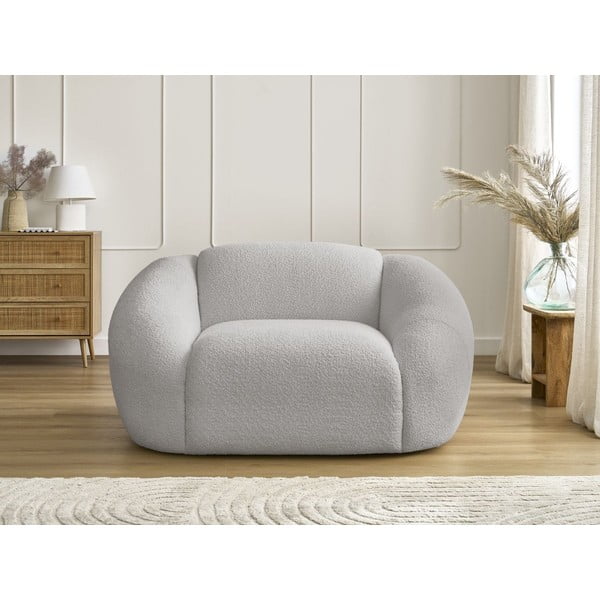 Jasnoszary fotel z materiału bouclé Tina – Bobochic Paris-image-3
