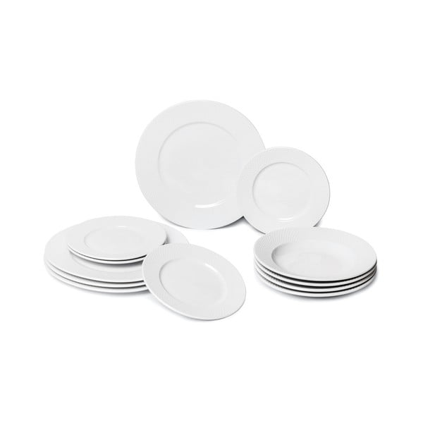 12-częściowy zestaw białych talerzy z porcelany Bonami Essentials Imperio