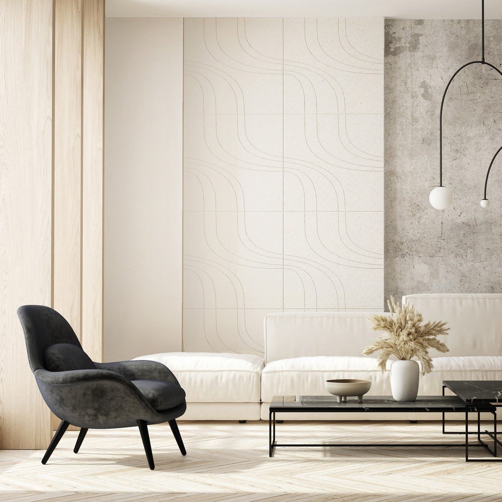 Tekstylne panele akustyczne zestaw 2 szt. 60x60 cm Waves II – Styler (zdjęcie 2)