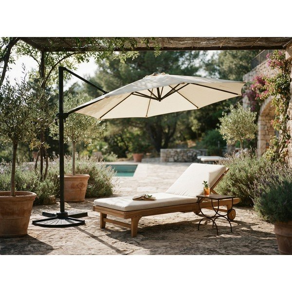 Kremowy parasol ogrodowy 300x300 cm Deluxe – Garden Pleasure-image-1