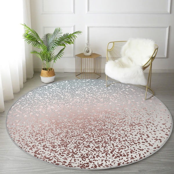 Szaro-miedziany okrągły dywan odpowiedni do prania i robotów sprzątających ø 100 cm Comfort – Mila Home-image-1