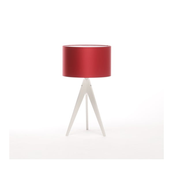 Czerwona lampa stołowa Artist, biała lakierowana brzoza, Ø 33 cm