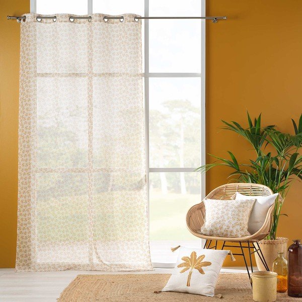 Żółto-biała firanka z woalu 140x240 cm Maddy – douceur d'intérieur-image-2