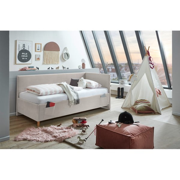 Beżowe tapicerowane narożne łóżko dziecięce bez stelaża 140x200 cm Cool – Meise Möbel-image-1