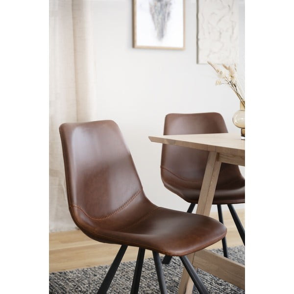 Brązowe krzesło do jadalni z czarnymi nogami Rowico Alpha-image-2