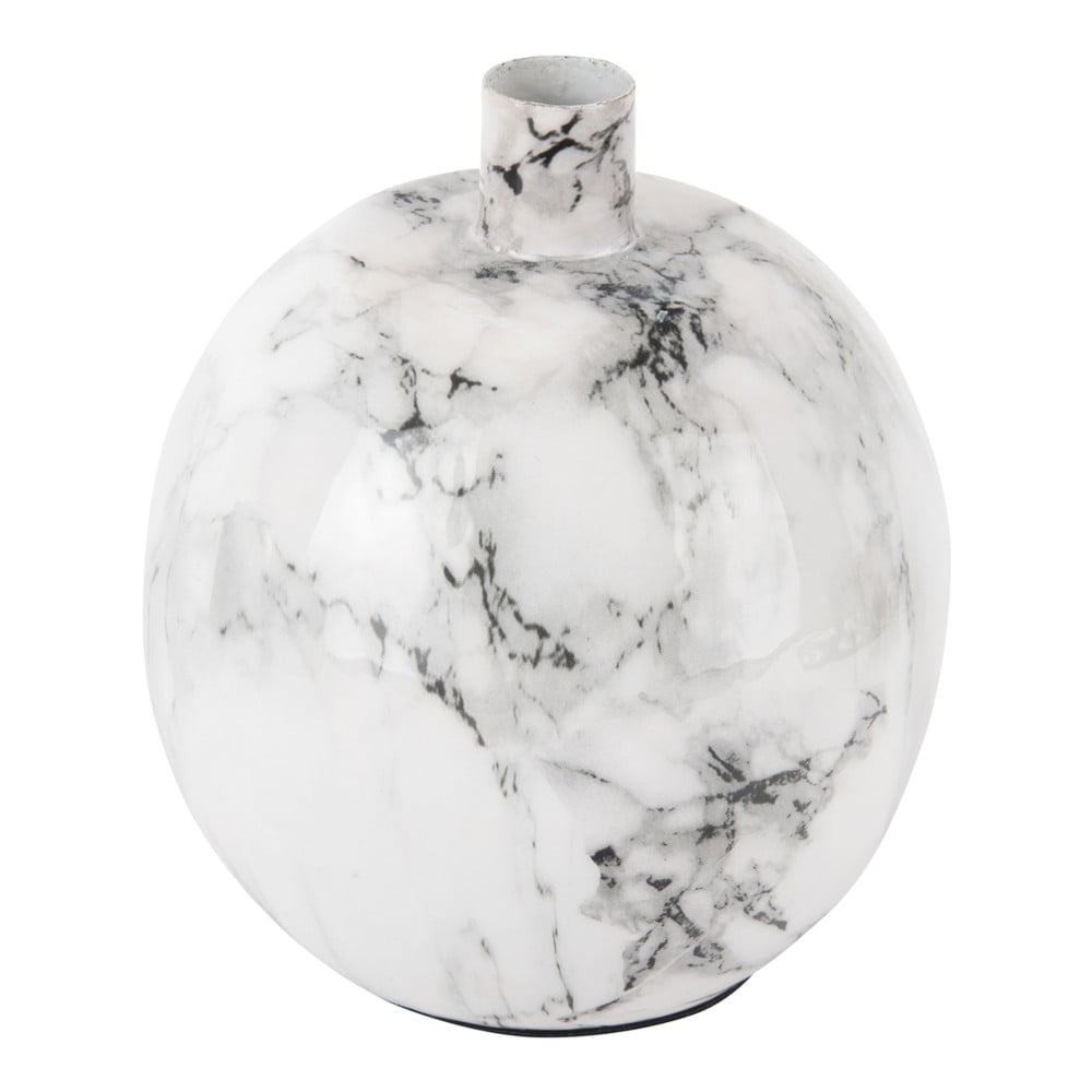 Biało-czarny żelazny świecznik PT LIVING Marble, wys. 15 cm