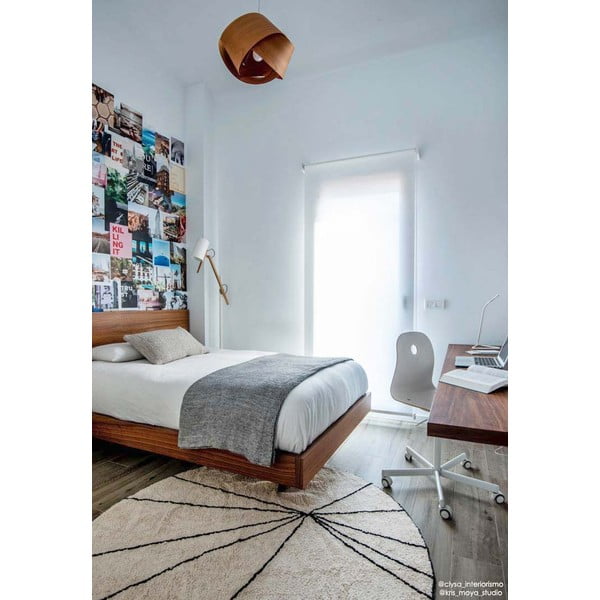 Kremowy bawełniany okrągły dywan tkany ręcznie odpowiedni do prania ø 160 cm Trace Beige – Lorena Canals-image-4