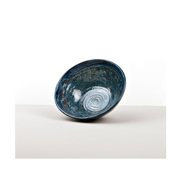Niebieska miska z ceramiki na makaron Made In Japan Copper Swirl, ⌀ 20 cm
