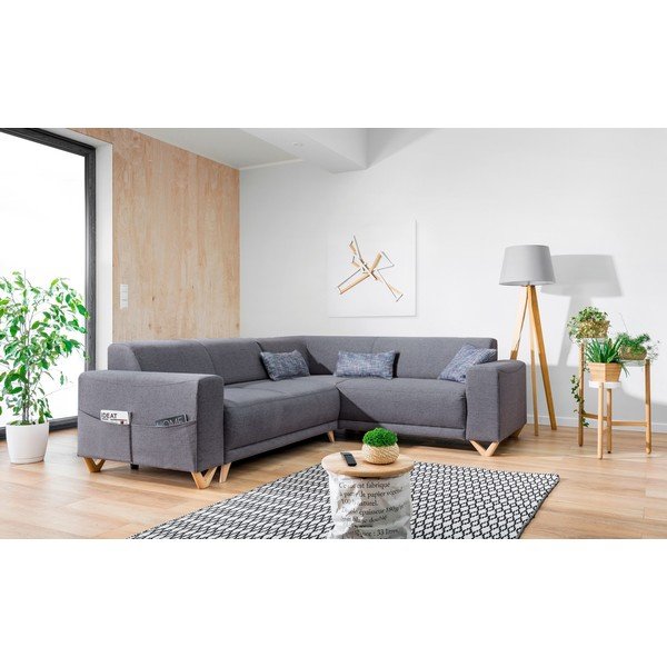 Szary rozkładany/ze schowkiem narożnik (prawostronny/w kształcie litery L) Classy Sophie – Miuform-image-3