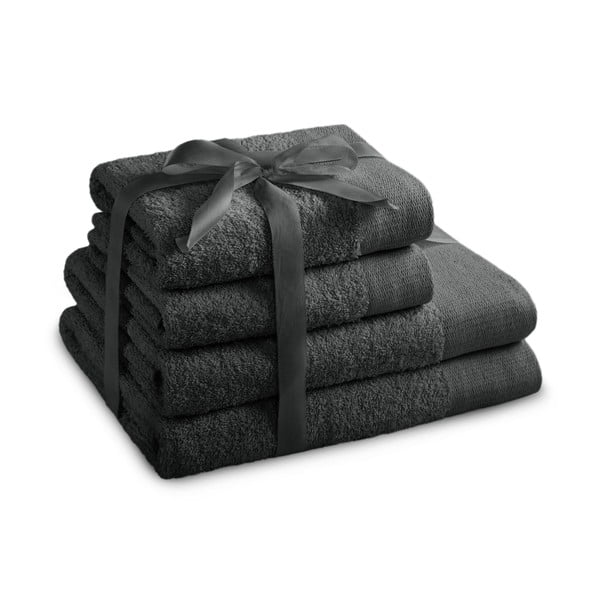 Ciemnoszare bawełniane ręczniki zestaw 4 szt. frotte Amari – Restilo