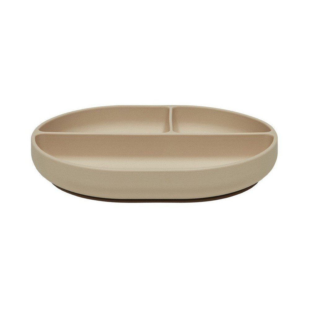 Beżowy silikonowy talerz dla dzieci 17x21,5 cm Enkei – OYOY Mini