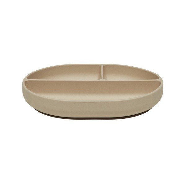 Beżowy silikonowy talerz dla dzieci 17x21,5 cm Enkei – OYOY Mini