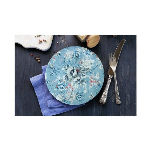 Niebieski talerz ceramiczny Mezzo Flowers, ⌀ 26 cm-image-1