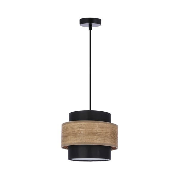 Czarno-naturalna lampa wisząca z tekstylnym kloszem ø 20 cm Twin – Candellux Lighting