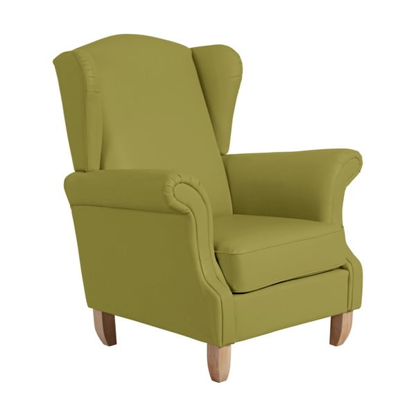 Zielony fotel uszak z imitacji skóry Max Winzer Verita Leather