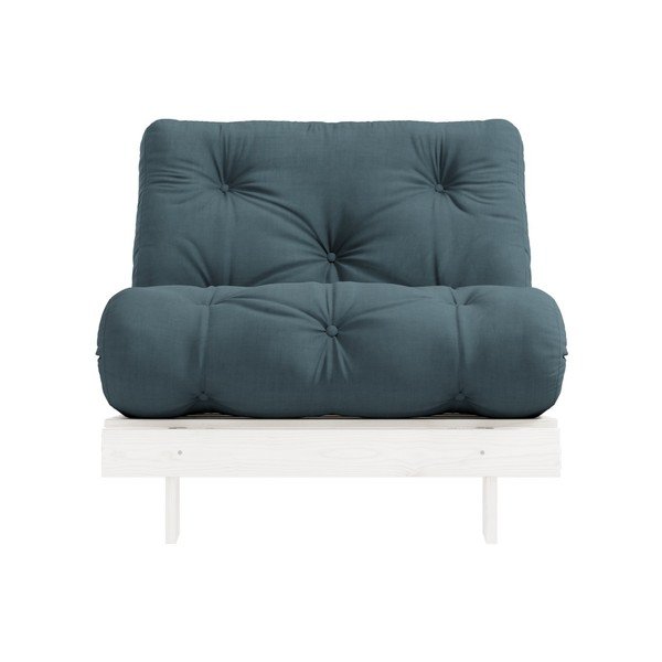 Fotel rozkładany z niebieskozielonym obiciem Karup Design Roots White/Petrol Blue-image-1