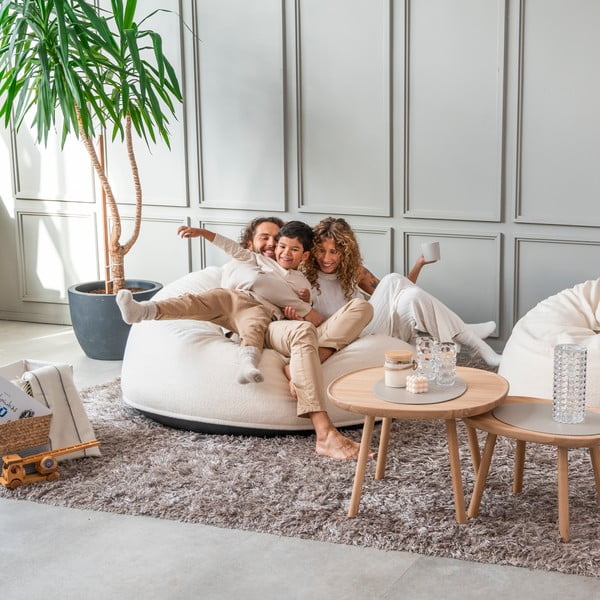 Kremowy worek do siedzenia z materiału bouclé Om 135 – SLOWDOWN-image-1