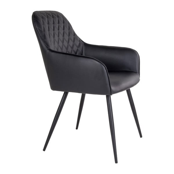 Czarne tapicerowane fotele jadalniane zestaw z podłokietnikami 2 szt. Harbo – House Nordic-image-3