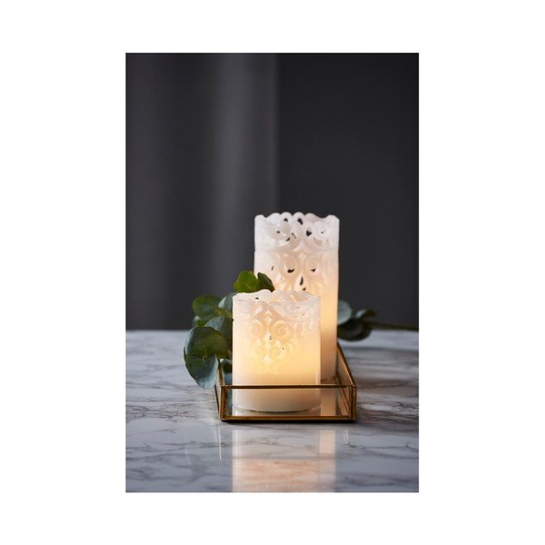 Biała woskowa świeczka LED Star Trading Clary, wys. 15 cm-image-3