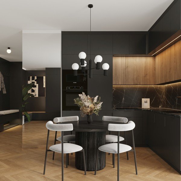 Czarna lampa wisząca ze szklanym kloszem Orbital – Sollux-image-2