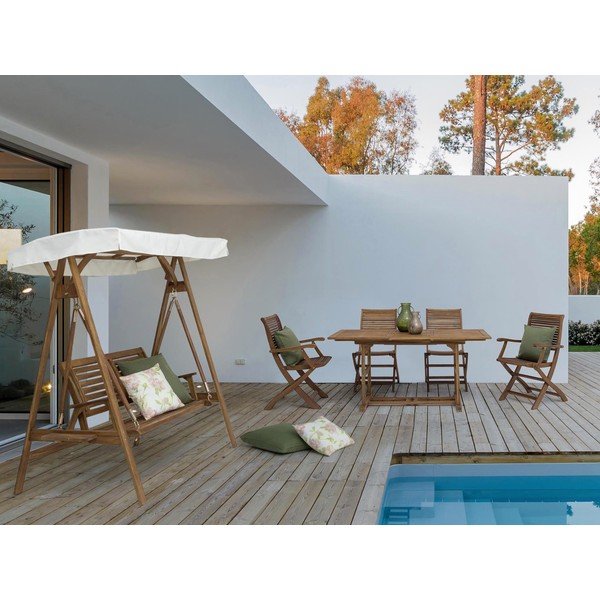 Drewniana huśtawka ogrodowa w naturalnym kolorze Noemi – Bizzotto-image-1