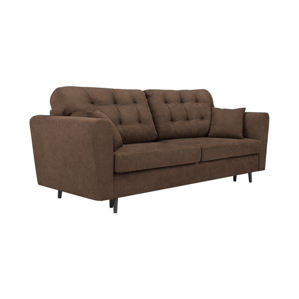 Brązowa 3-osobowa sofa rozkładana ze schowkiem Cosmopolitan Design Lyon-image-2