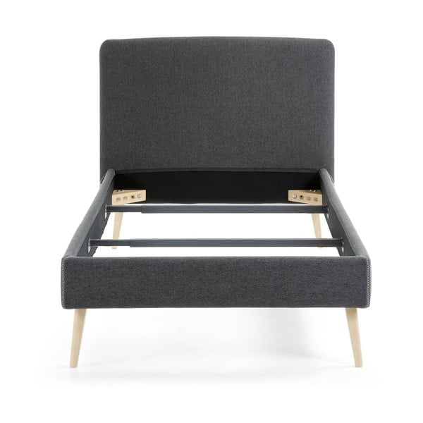 Ciemnoszare tapicerowane łóżko Kave Home Lydia, 90 x190 cm-image-2