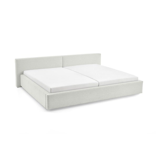 Białe tapicerowane łóżko dwuosobowe ze schowkiem ze stelażem 200x240 cm Cube – Meise Möbel-image-4