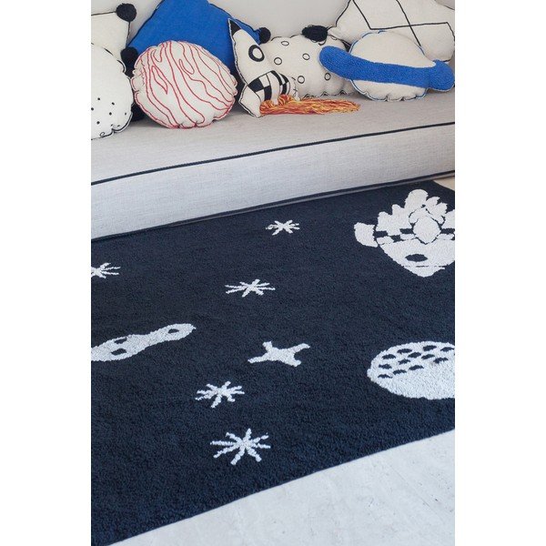 Czarny dywan dziecięcy z mieszanki bawełny tkany ręcznie odpowiedni do prania 140x200 cm Alfombra Lavable Universe – Lorena Canals-image-3