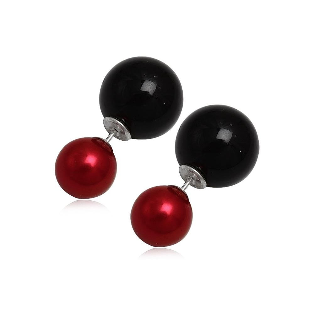 Kolczyki Double Pearl Red and Black
