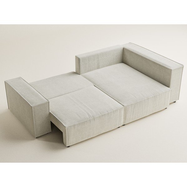 Kremowy rozkładany/ze schowkiem narożnik z tkaniny szenilowej (prawostronny/w kształcie litery L) Tonga – Maison de Rêve-image-3