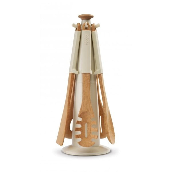 Stojak na łyżki i łopatki kuchenne, Elevate Wood Carousel, beżowy-image-2