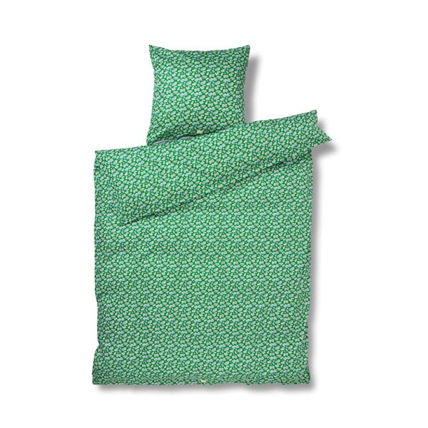 Zielona pościel jednoosobowa z satyny bawełnianej 140x220 cm Pleasantly – JUNA