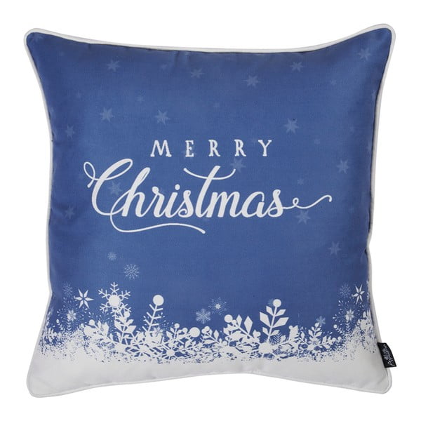 Niebieska poszewka na poduszkę ze świątecznym motywem Mike & Co. NEW YORK Honey Merry Christmas, 45x45 cm