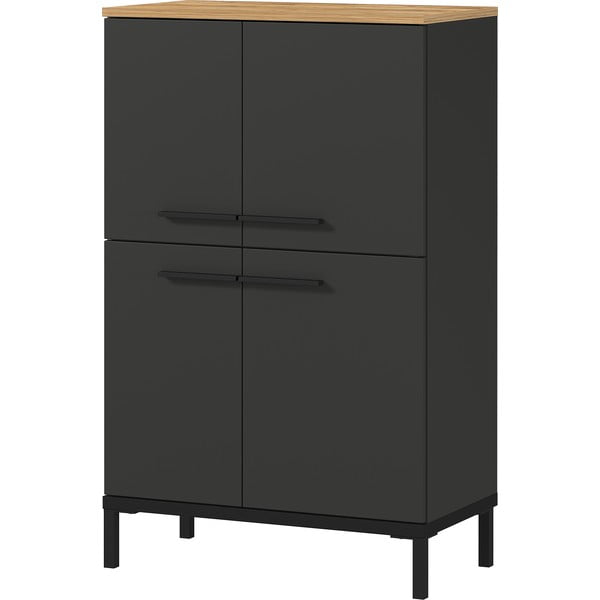 Ciemnoszara wysoka szafka łazienkowa w dekorze dębu 60x97 cm Yonkers – Germania-image-2