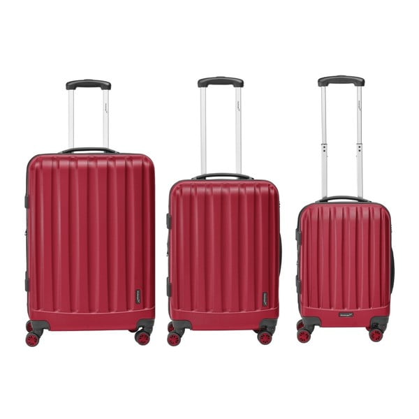 Zestaw 3 czerwonych walizek podróżnych Packenger Velvety