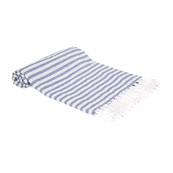 Granatowy ręcznik kąpielowy tkany ręcznie Ivy's Yonca, 100x180 cm